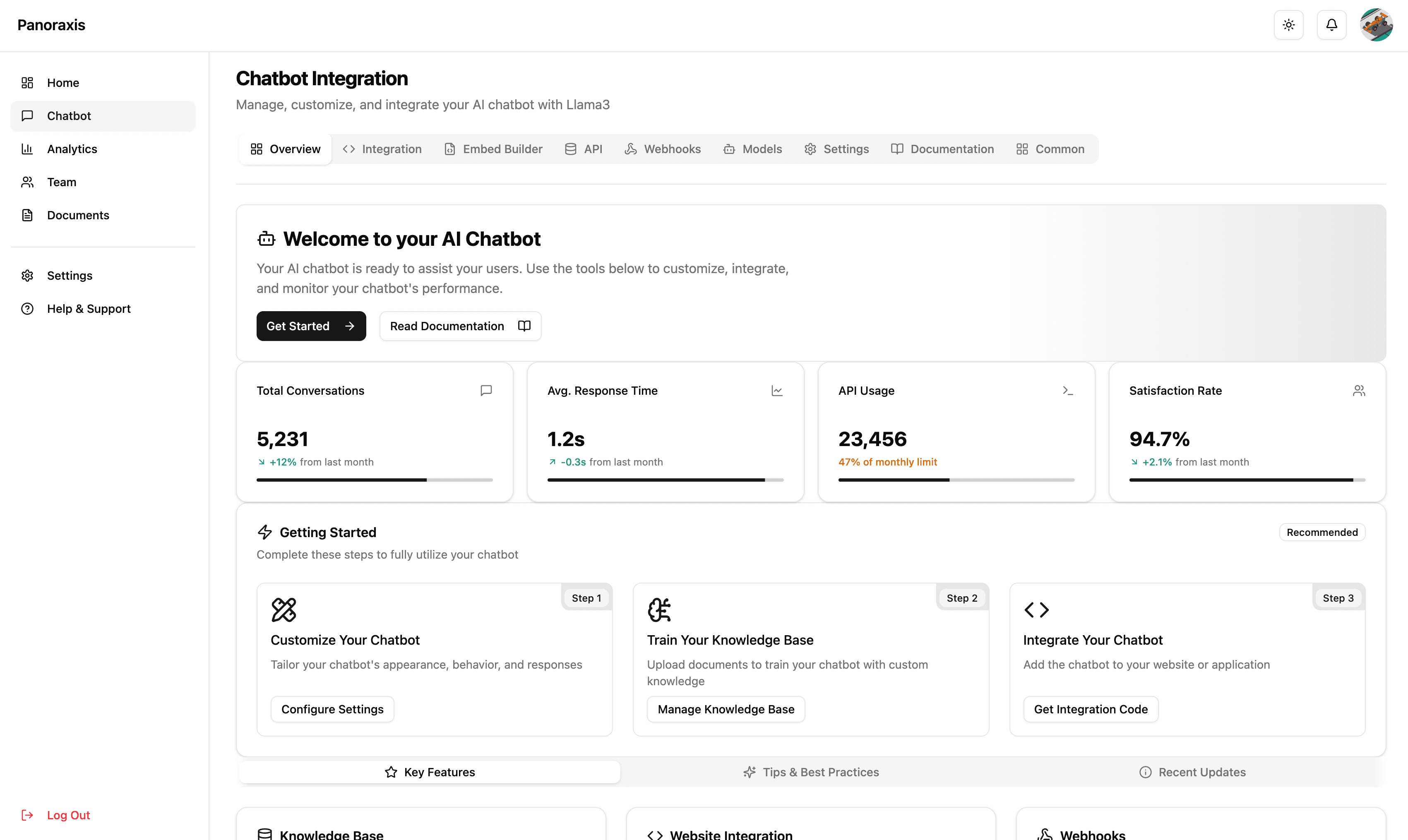 AI chatbot conversation flow in light mode